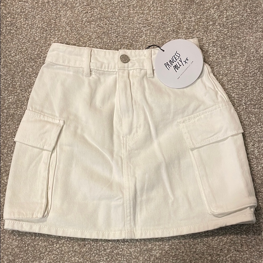 Princess Polly White Cargo Mini Skirt